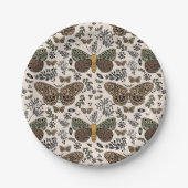 ボヘモダンミアンモスワイルドフラワー抽象芸術模様 ペーパープレート (正面)