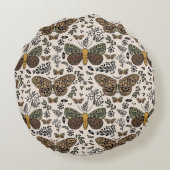 ボヘモダンミアンモスワイルドフラワー抽象芸術模様 ラウンドクッション (裏面)