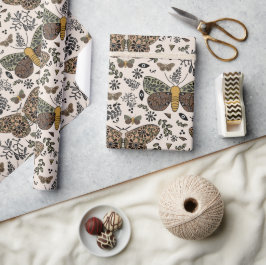 ボヘモダンミアンモスワイルドフラワー抽象芸術模様 ラッピングペーパー