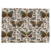 ボヘモダンミアンモスワイルドフラワー抽象芸術模様 ラージペーパーバッグ (裏面)