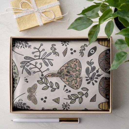 ボヘモダンミアンモスワイルドフラワー抽象芸術模様 薄葉紙 (ギフト)