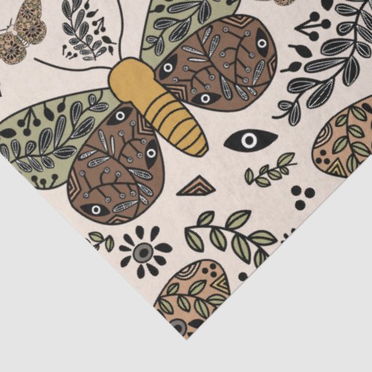 ボヘモダンミアンモスワイルドフラワー抽象芸術模様 薄葉紙 (詳細)