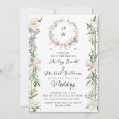 ボヘモダンミアンモノグラム水カラーフローラ結婚 招待状 (正面)