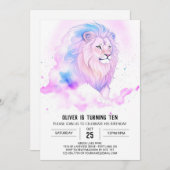 ボヘモダンミアンライオン誕生日 招待状 (正面/裏面)