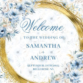 ボヘモダンミアンライトブルー金ゴールド結婚の背景 タペストリー