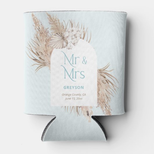 ボヘモダンミアン乾燥パーム葉結婚式の引き出物 缶クーラー (正面)