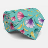 ボヘモダンミアン水カラー花模様3 ネクタイ (ロール)