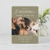 ボヘモダンミアン水彩色フローラ写真結婚の 招待状 (スタンド正面)