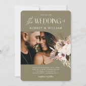 ボヘモダンミアン水彩色フローラ写真結婚の 招待状 (正面)