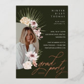 ボヘモダンミアン水彩花模様大学院写真 箔招待状 (正面)