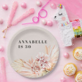 ボヘモダンミアン水色フローラパステル誕生日 ペーパープレート (パーティー)