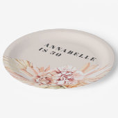 ボヘモダンミアン水色フローラパステル誕生日 ペーパープレート (アングル)