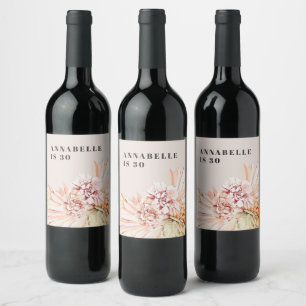 ボヘモダンミアン水色フローラパステル誕生日 ワインラベル