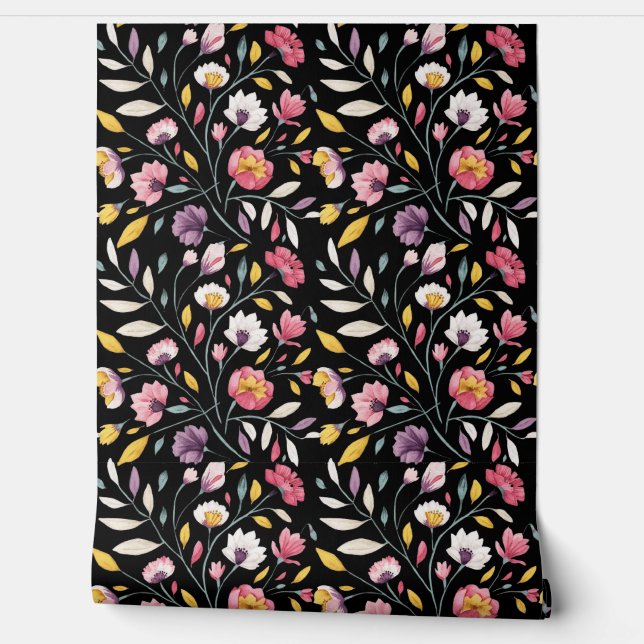 ボヘモダンミアン水色ワイルドフラワー 壁紙 (ほどく)