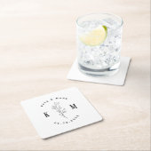 ボヘモダンミアン結婚モノグラム スクエアペーパーコースター (インサイチュ)