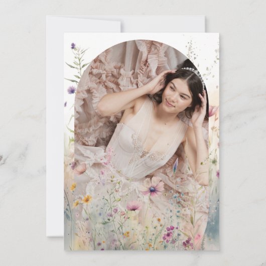 ボヘモダンミアン花&アーチ写真キンセアニェラ 招待状 (裏面)