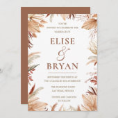 ボヘモダンミアン葉ドライドフローラ結婚ズ 招待状 (正面/裏面)