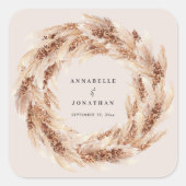 ボヘモダンミナチュラルパンパ結婚スグラス スクエアシール (正面)