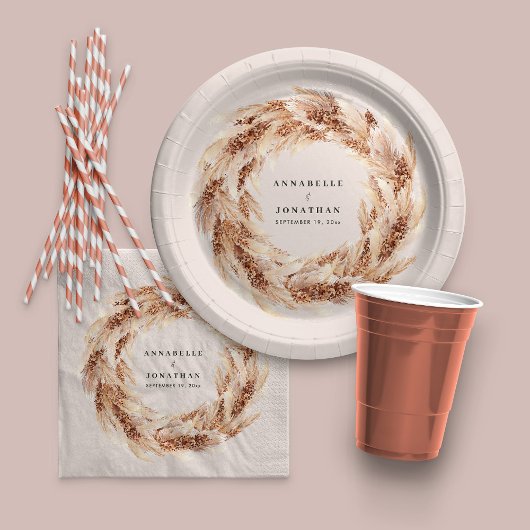 ボヘモダンミナチュラルパンパ結婚スグラス スタンダードカクテルナプキン