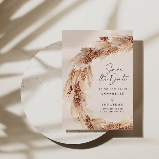 ボヘモダンミナチュラルパンパ結婚スグラス 招待状