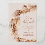 ボヘモダンミナチュラルパンパ結婚スグラス 箔招待状 (正面)