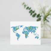 ボヘモダンミパターン(の模様が)あるア |世界地図 |はがき ポストカード (スタンド正面)