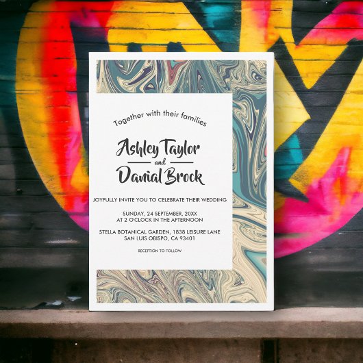 ボヘモダンミミニマルア自然抽象芸術結婚ズ 招待状