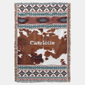 ボヘモダンミ素朴アンサウスウェスタンのカウイド名 スローブランケット (正面縦)