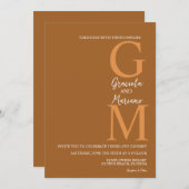 ボヘモノグラムのミアンテラコッタブラウン結婚ズ 招待状 (正面/裏面)