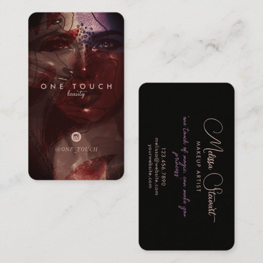 ボヘユニークミアン女性ポートレート美しい脚本 名刺 (正面/裏面)