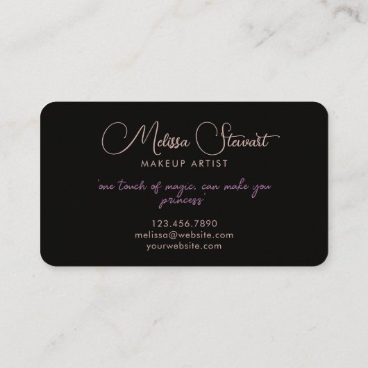 ボヘユニークミアン女性ポートレート美しい脚本 名刺 (裏面)