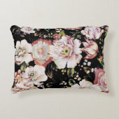 ボヘ名門私立校風のミアンガーリードの国シックな黒フローラ アクセントクッション (正面)