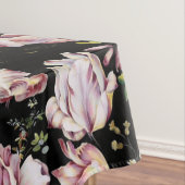 ボヘ名門私立校風のミアンガーリードの国シックな黒フローラ テーブルクロス (インサイチュ)