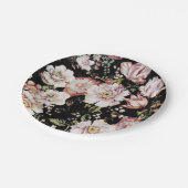 ボヘ名門私立校風のミアンガーリードの国シックな黒フローラ ペーパープレート (アングル)