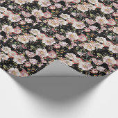 ボヘ名門私立校風のミアンガーリードの国シックな黒フローラ ラッピングペーパー (角)