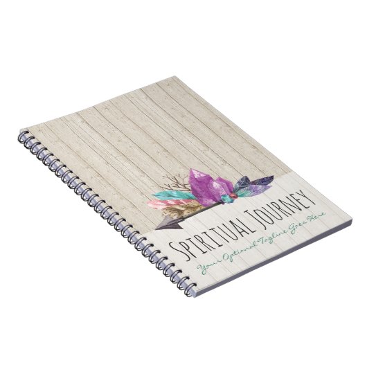 ボヘ素朴ミアンの結晶と矢印の水色の木 ノートブック (右側)