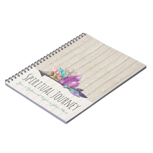 ボヘ素朴ミアンの結晶と矢印の水色の木 ノートブック (左側)