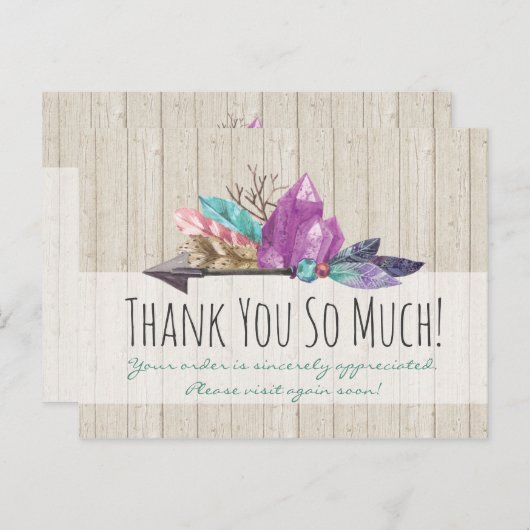 ボヘ素朴ミアンの結晶と矢印の水色の木 ポストカード (正面/裏面)