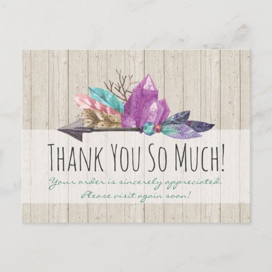 ボヘ素朴ミアンの結晶と矢印の水色の木 ポストカード (正面)