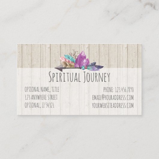 ボヘ素朴ミアンの結晶と矢印の水色の木 名刺 (裏面)