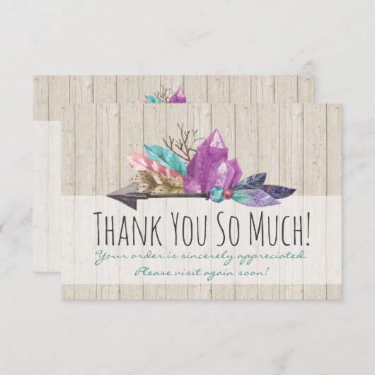 ボヘ素朴ミアンの結晶と矢印の水色の木 案内状 (正面/裏面)