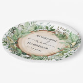 ボヘ素朴ミアンガーデングリーンリー結婚ボタニカル ペーパープレート (アングル)
