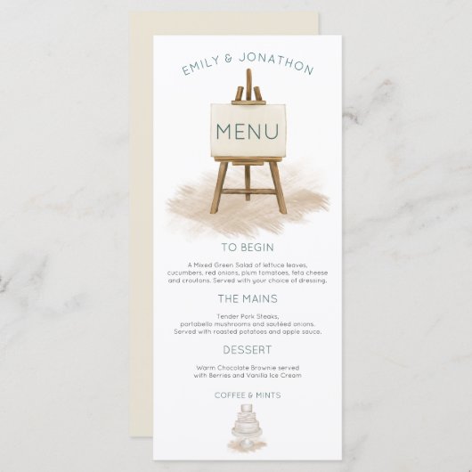 ボヘ素朴ミアンケーキイラストレーション結婚ズ メニュー (正面/裏面)