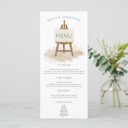 ボヘ素朴ミアンケーキイラストレーション結婚ズ メニュー (スタンド正面)