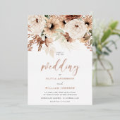 ボヘ素朴ミアンテラコッタバラ金ゴールド結婚ズ 箔招待状 (立ち正面)