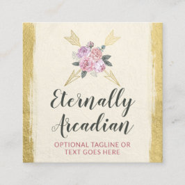 ボヘ素朴ミアンフローラアローズ金ゴールドボホソーシャル スクエア名刺