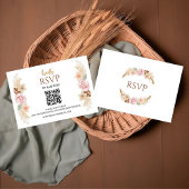 ボヘ素朴ミアンフローラウェディングレセプションRSVPカード 出欠カード