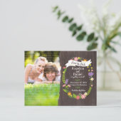 ボヘ素朴ミアンフローラリース写真Save the Date 案内ポストカード (スタンド正面)