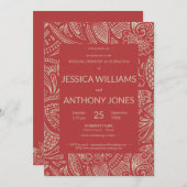 ボヘ素朴ミアンレッド結婚式招待状カード シーズンカード (正面/裏面)