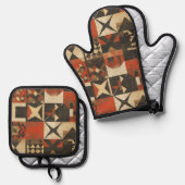 ボヘ素朴ミアン星型 鍋つかみ&鍋敷きセット (正面/裏面)